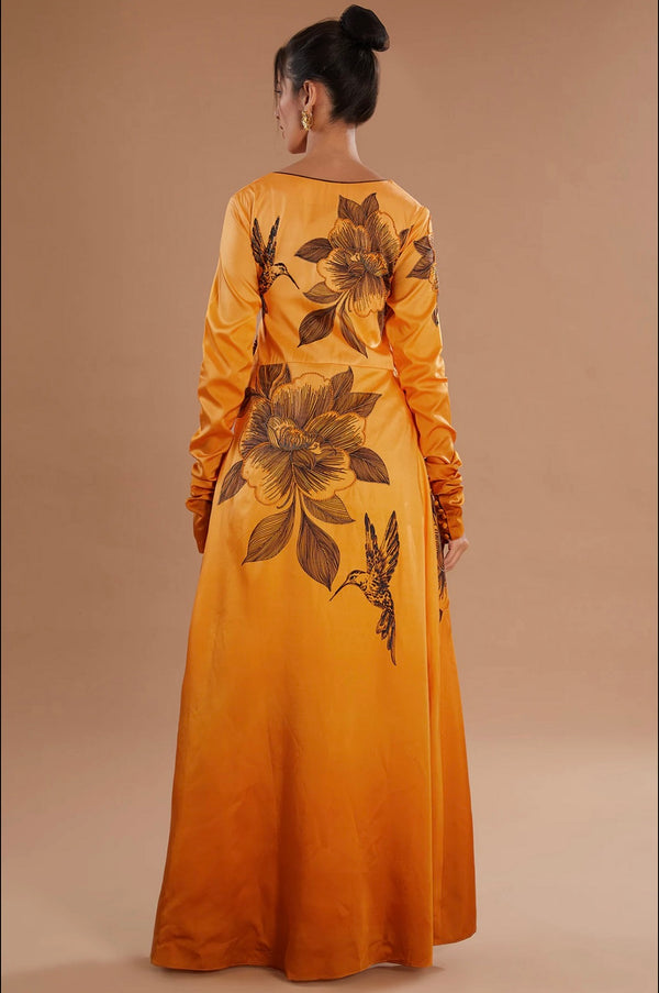 Sunflower yellow angrakha kurta set