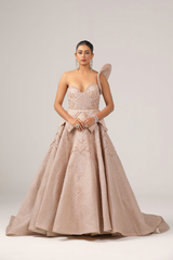 3-D shoulder gown embroidered with hand ball gown(SD-02)