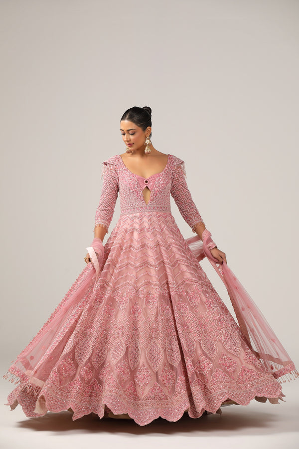 Hand embroidered anarkali style gown(G-37)