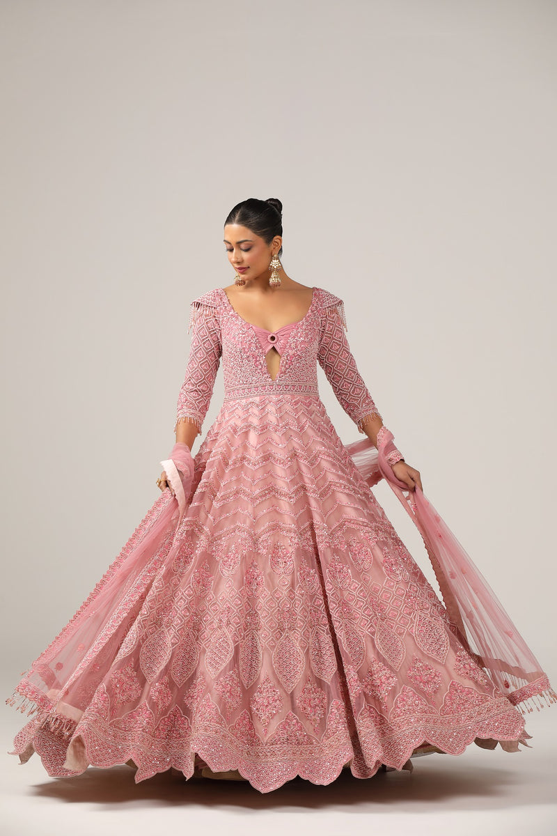 Hand embroidered anarkali style gown(G-37)