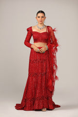 ONE SIDE SLEEVE BLOUSE AND A FISHCUT SKIRT WITH A SLIT STYLED WITH A DUPATTA(G-58)