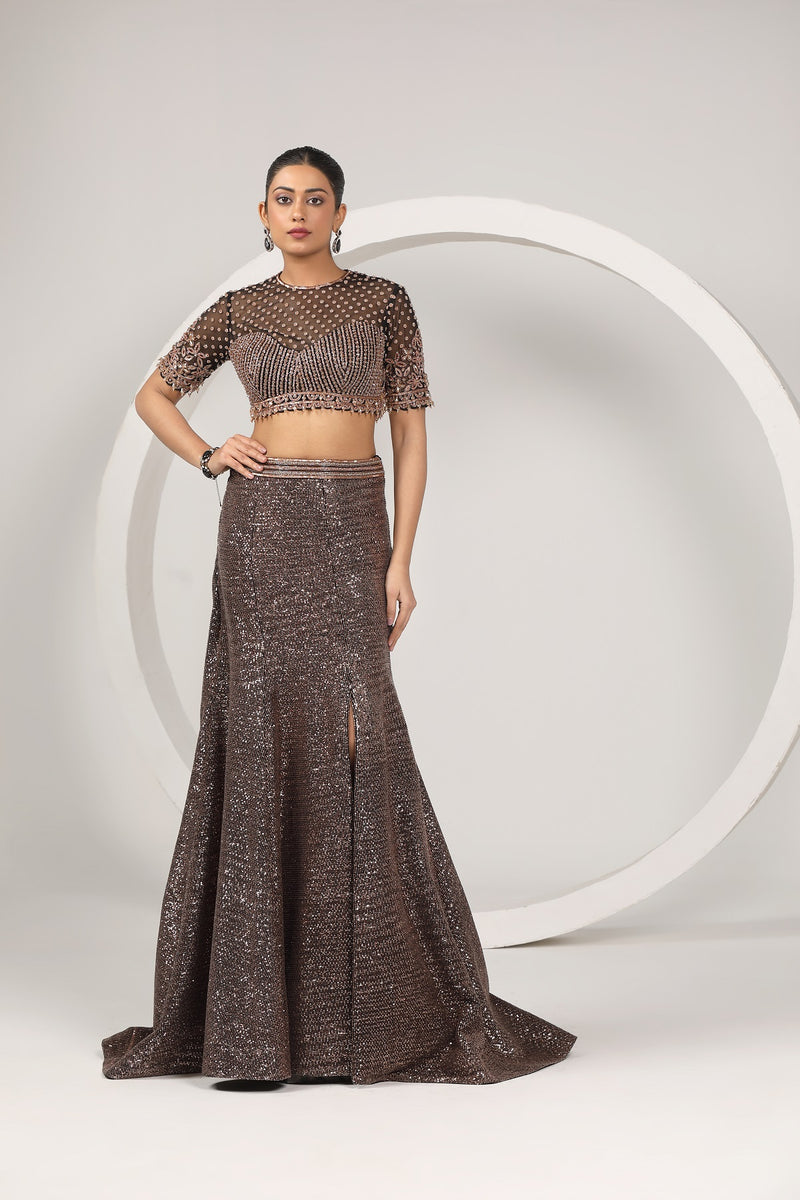 Modern sequence skirt and a hand-embroidered choli(G-71)
