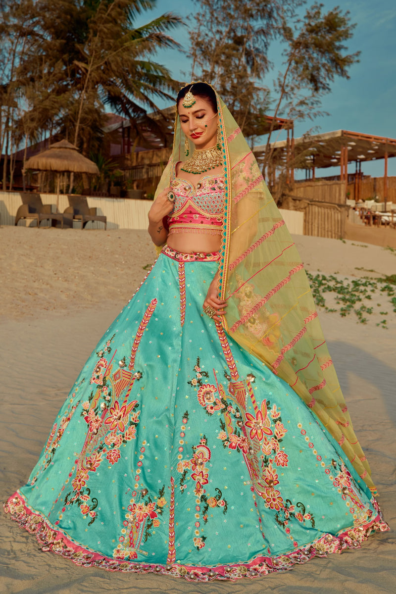 Aqua Multi Colour Lehenga Set (DK04)